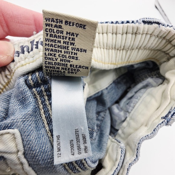 Vintage OshKosh B'gosh Denim Carpenter Style Pants Baby Elastic Waist 12 Mo Y2K - Picture 8 of 9